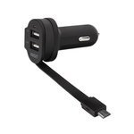 XQISIT Car Charger 6A Dual USB + micro USB black